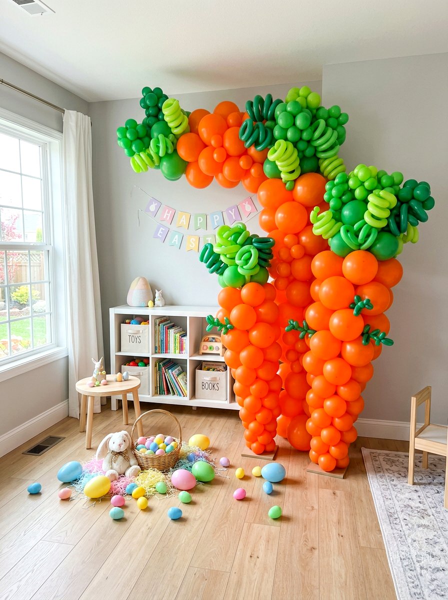 Easter Carrot Balloon Decor - 25 Spring Balloon Garland Ideas