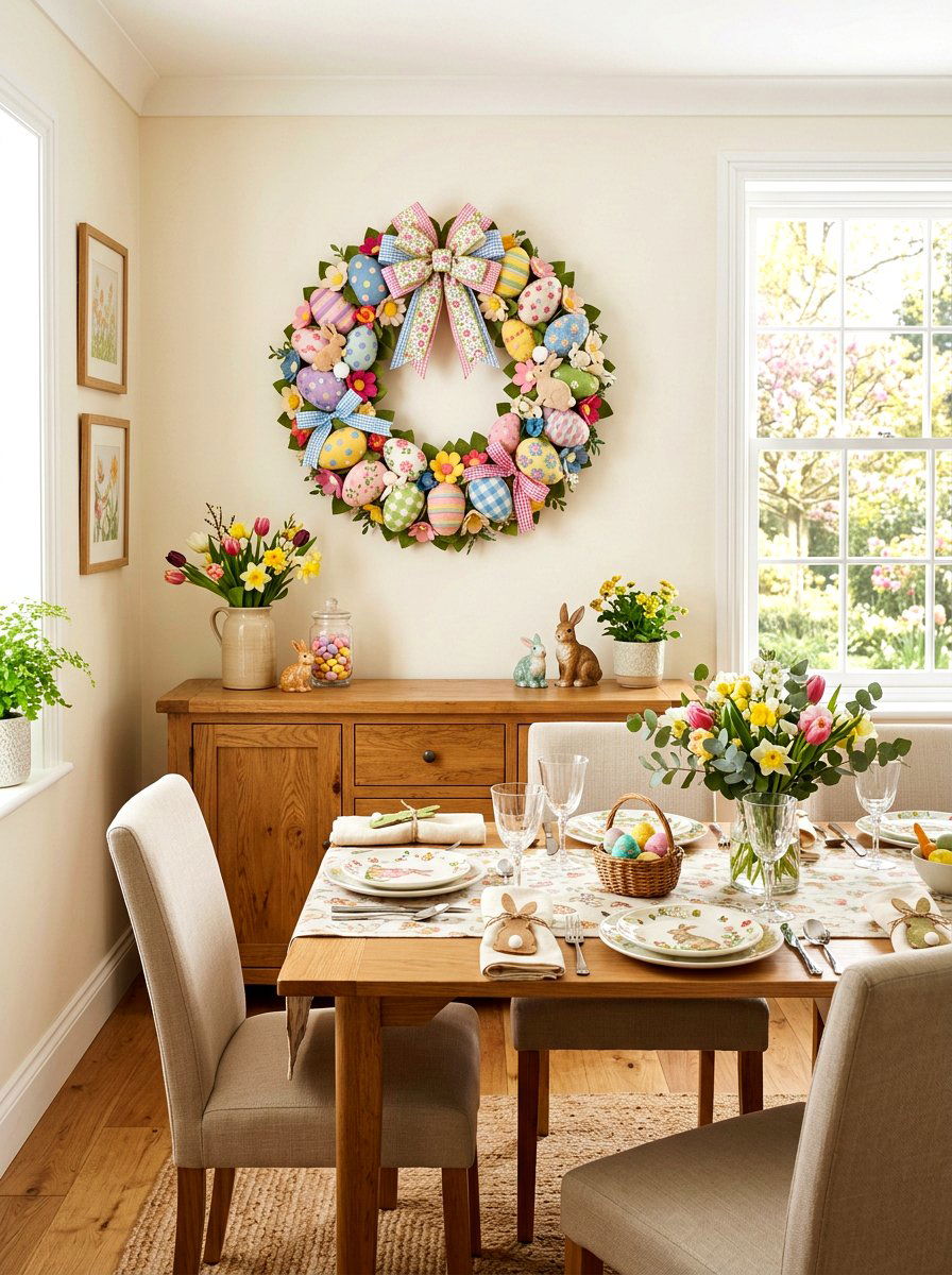 Easter Egg Felt Wreath - 25 Spring Felt Wreath Ideas
