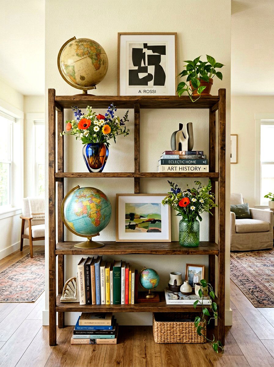 Eclectic Living Room Shelf - 25 Spring Living Room Shelf Ideas