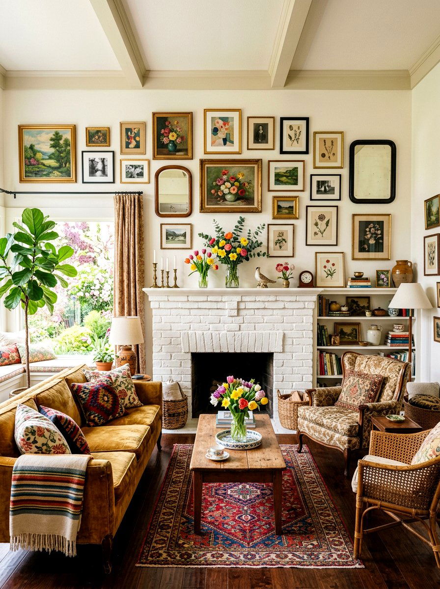 Eclectic Spring Decor - 25 Spring White Brick Fireplace Ideas