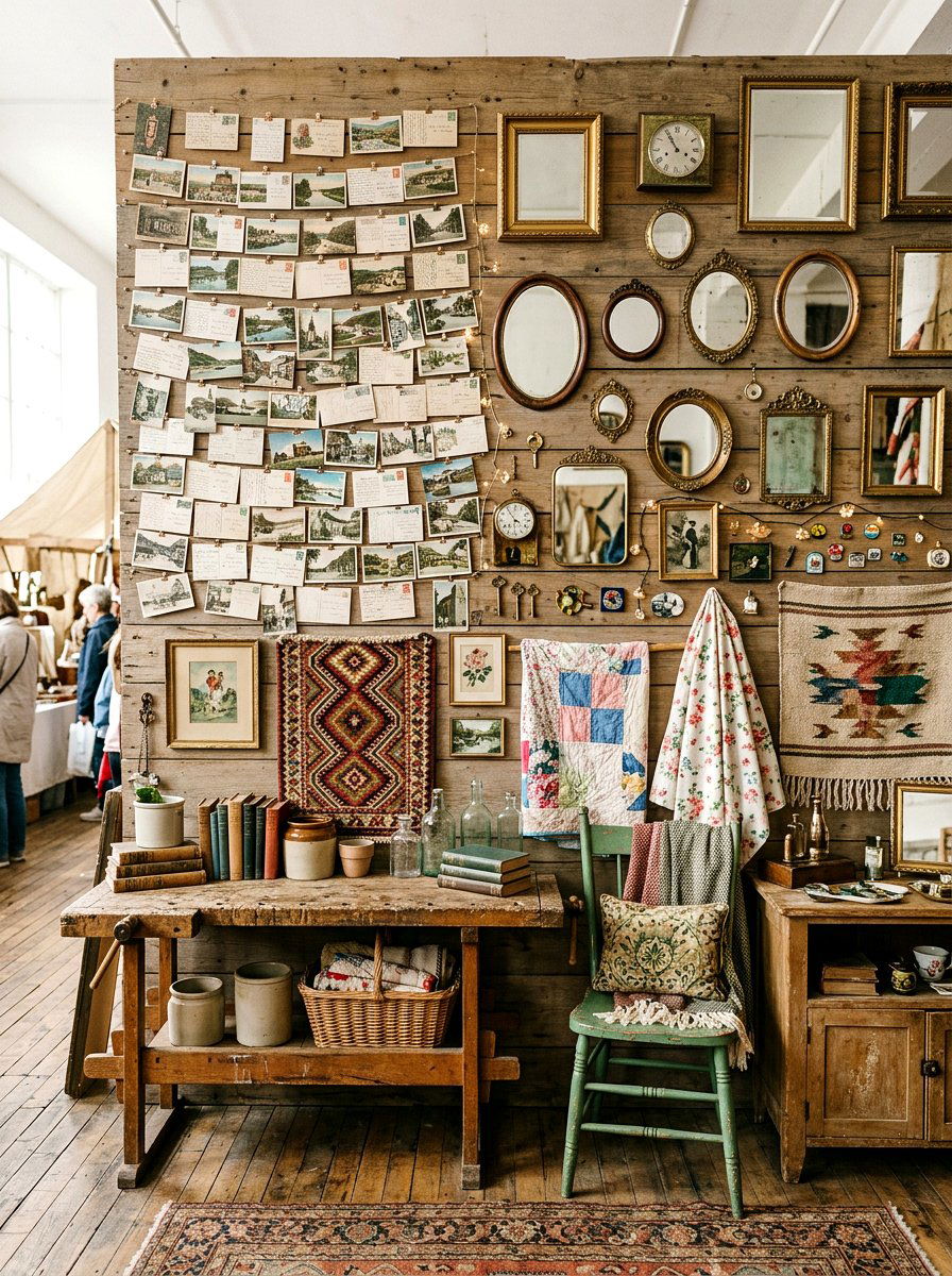 Eclectic Spring Flea Market Finds - 25 Spring Gallery Wall Ideas