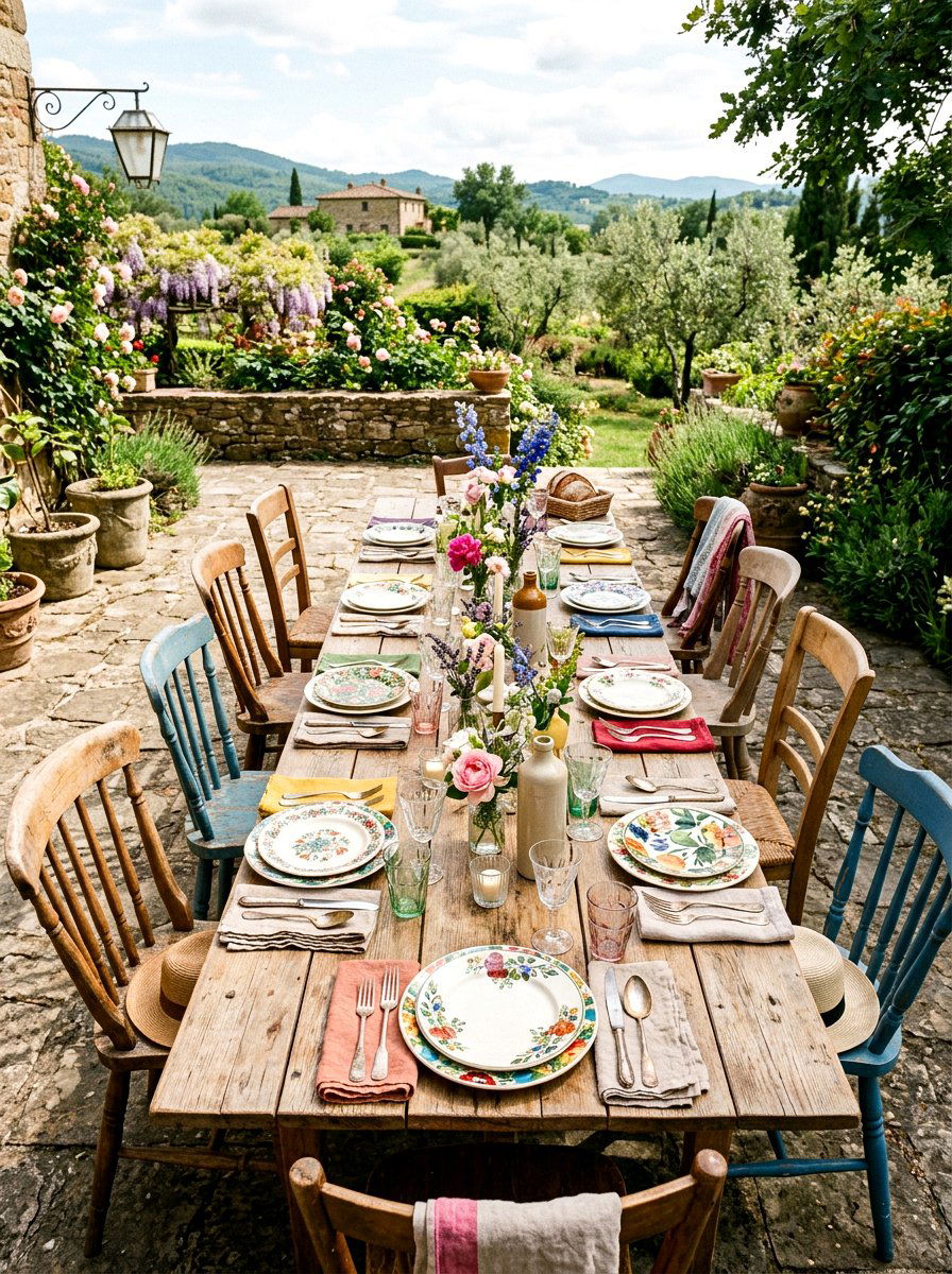 Eclectic Vintage Dining - 25 Spring Outdoor Party Decor Ideas