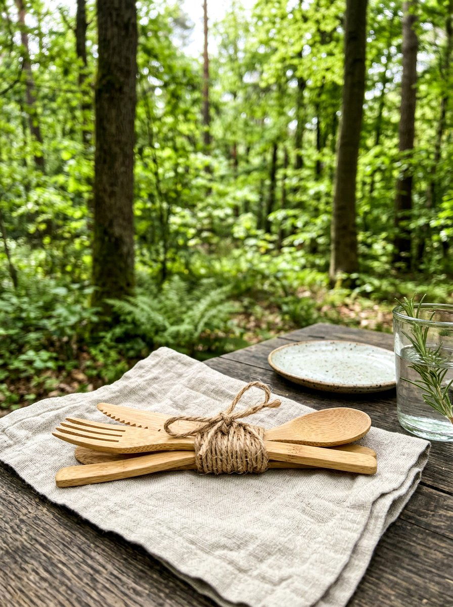 Eco Friendly Bamboo Utensils - 25 Spring Picnic Decor Ideas