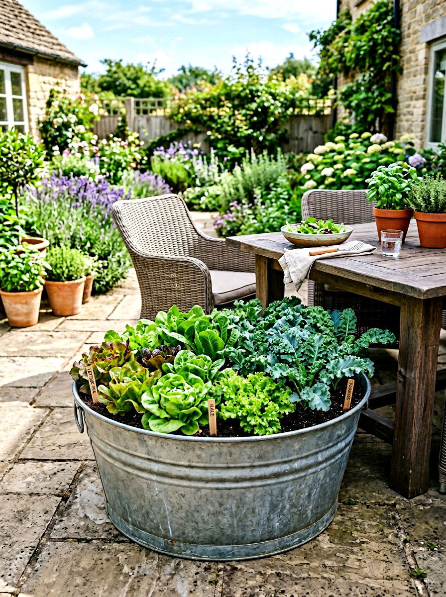 Edible Salad Garden - 25 Spring Galvanized Tub Planter Ideas