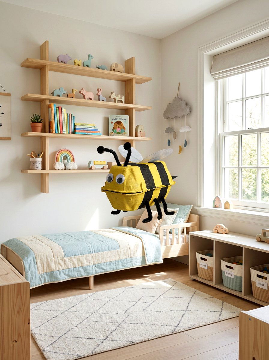 Egg carton bee - 25 Spring Craft Ideas for Kids