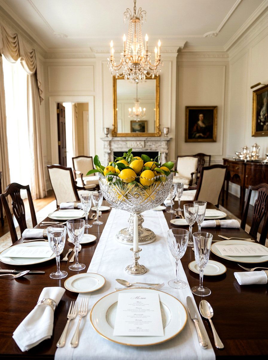 Elegant crystal bowl lemon display - 25 Spring Lemon Centerpiece Ideas