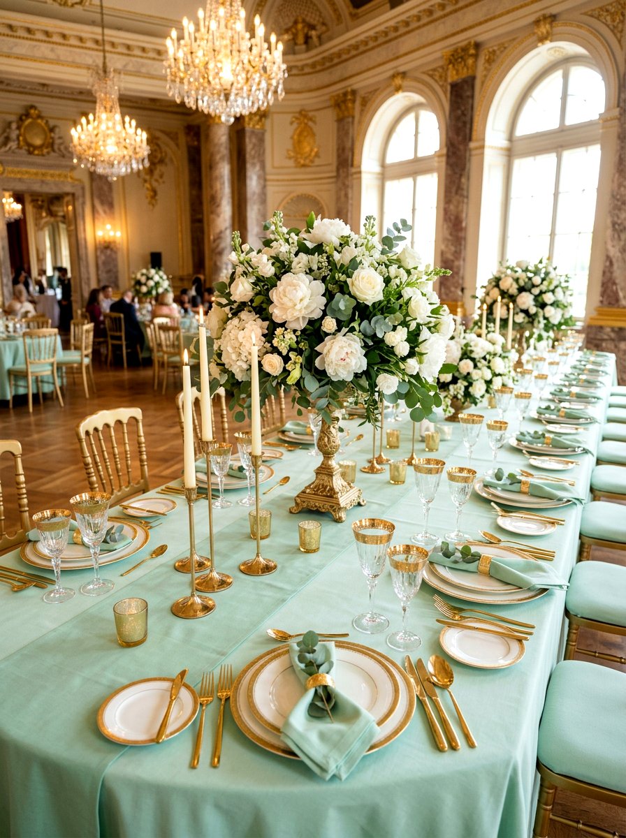 Elegant gold and pastel table - 25 Spring Place Setting Ideas