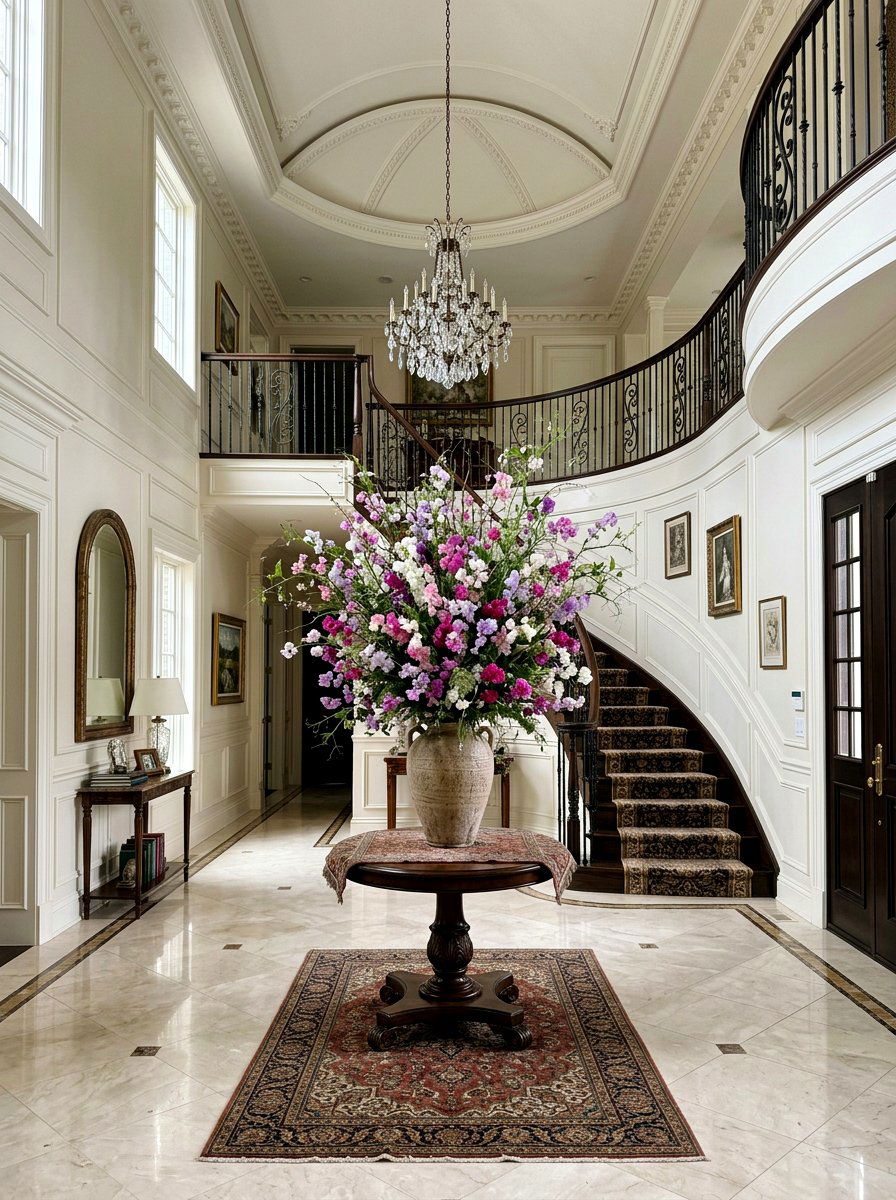 Elegant tall sweet pea centerpiece - 25 Spring Sweet Pea Arrangement Ideas