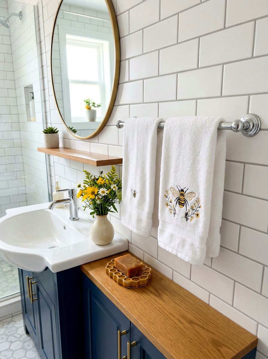 Embroidered Bee Hand Towels - 25 Spring Insect Decor Ideas