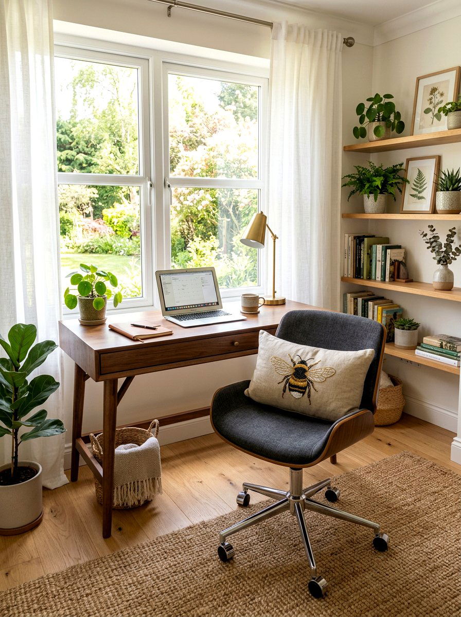 Embroidered Bee Lumbar Pillow - 25 Spring Lumbar Pillow Ideas