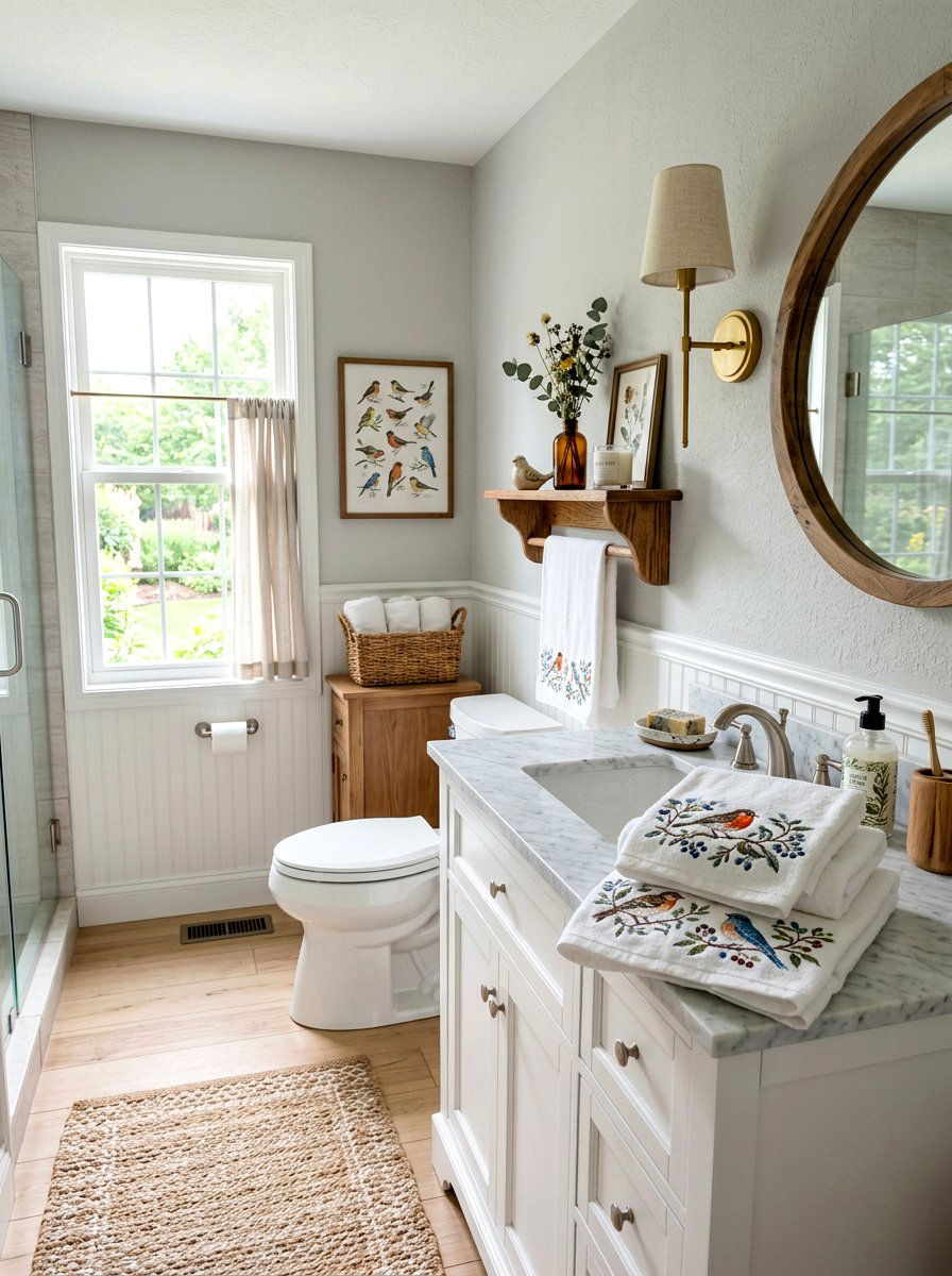 Embroidered Bird Towels - 25 Spring Towel Display Ideas