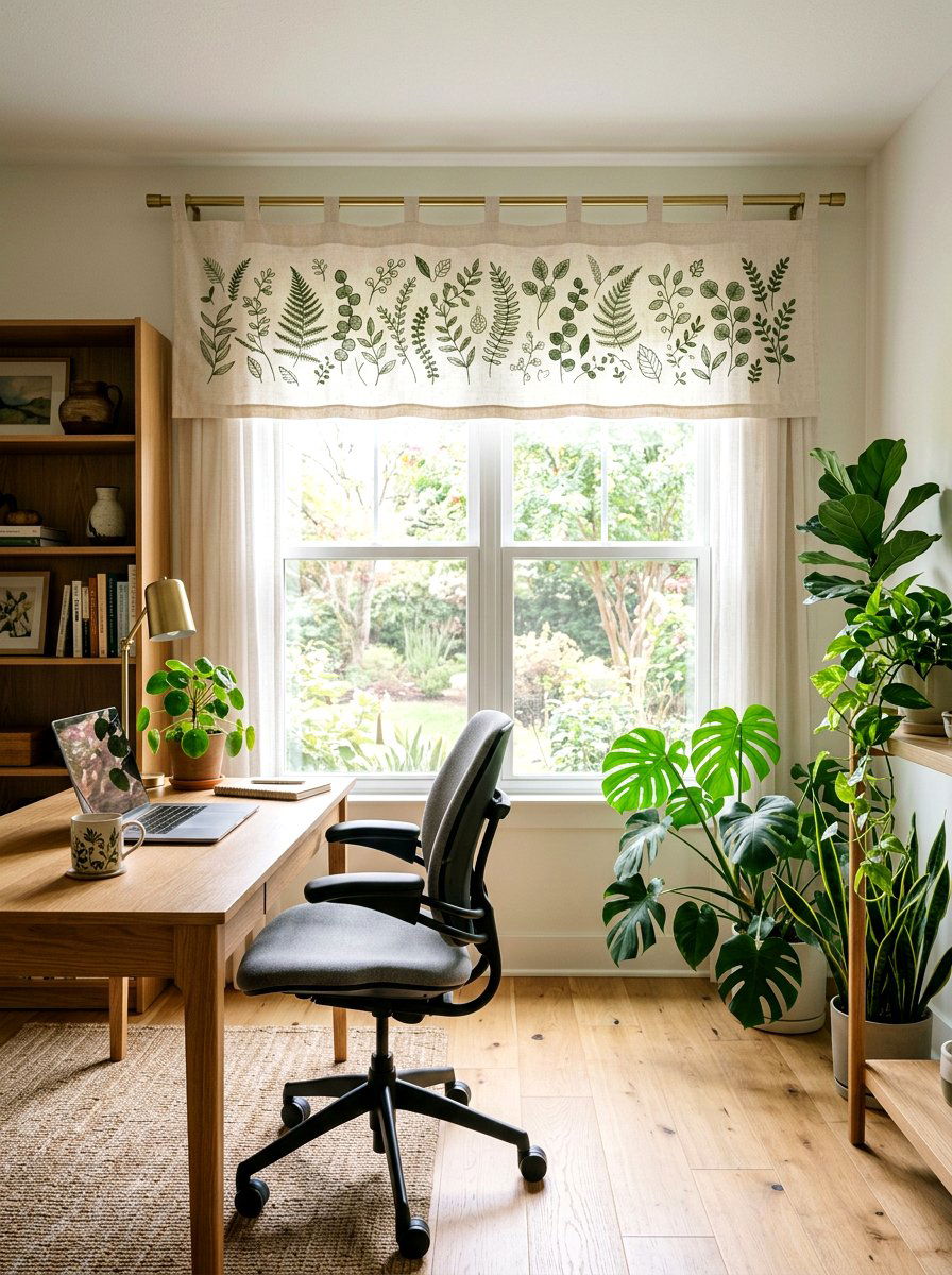 Embroidered Botanical Valance - 25 Spring Valance Ideas