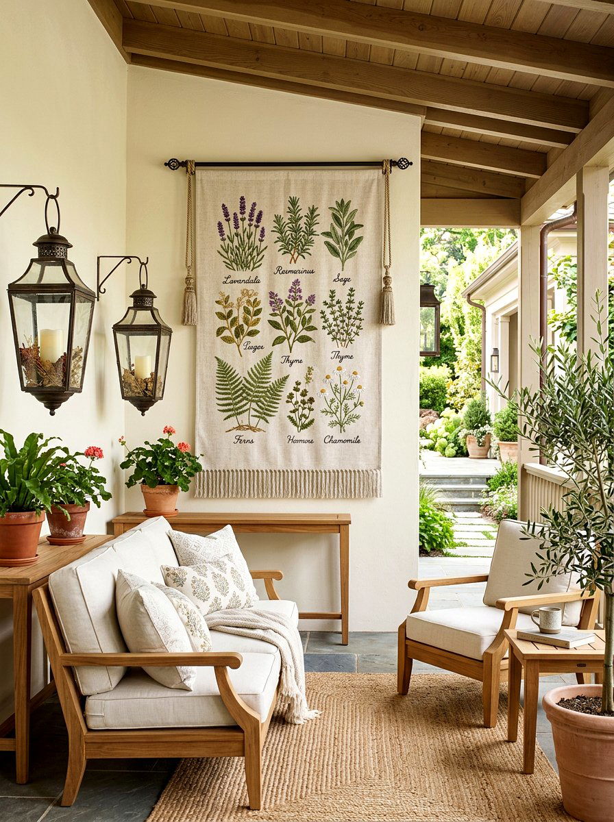 Embroidered Botanical Wall Hanging - 25 Spring Outdoor Banner Ideas