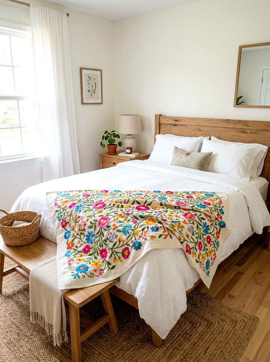 Embroidered Cotton Throw Blanket - 25 Spring Cinco de Mayo Decor Ideas