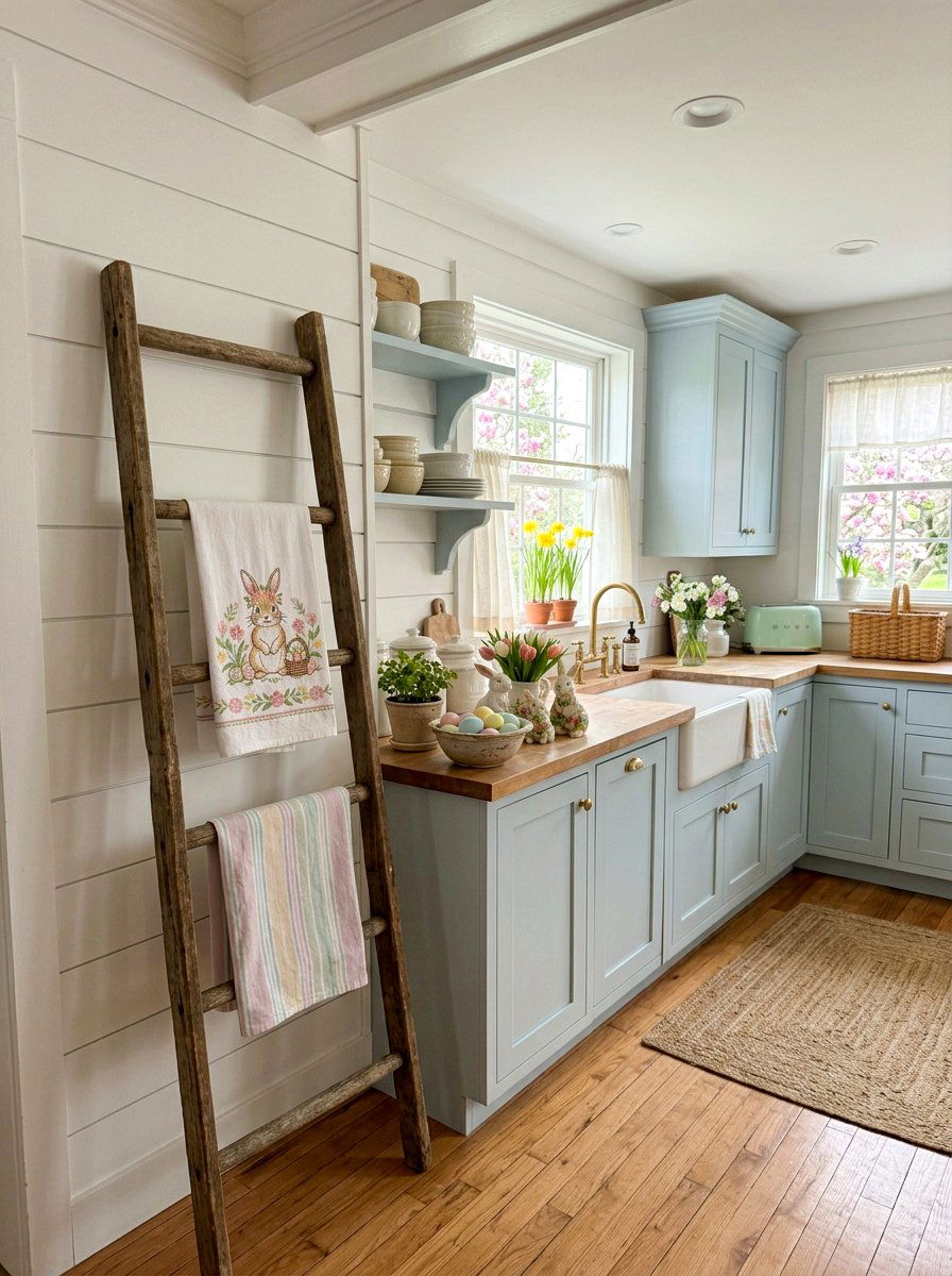 Embroidered Easter Bunny - 25 Spring Kitchen Towel Ideas