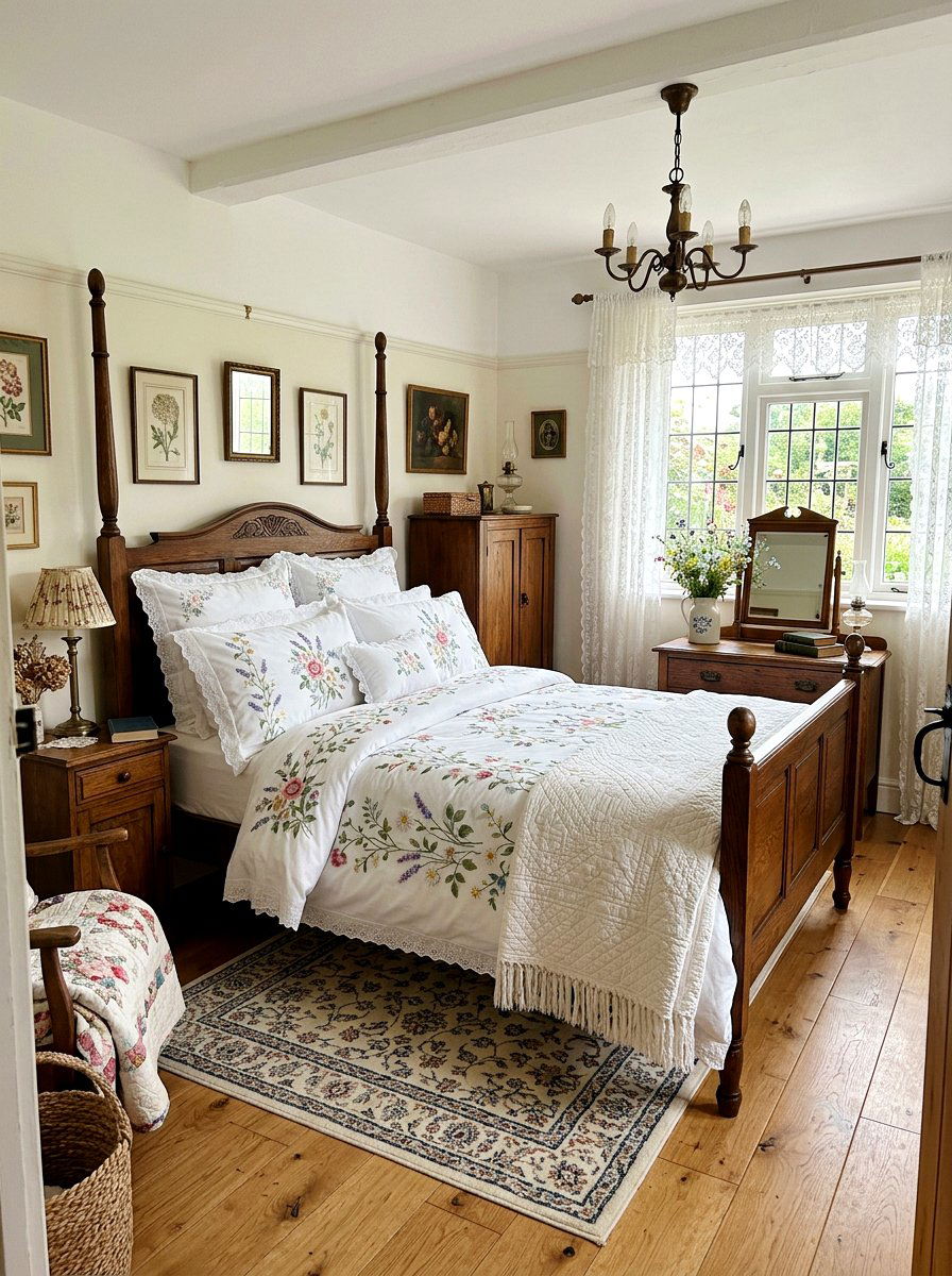 Embroidered Floral Bedding - 25 Spring Bedding Ideas