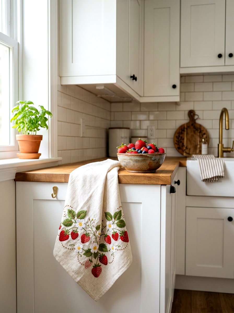 Embroidered Fruit Pattern Decor - 25 Spring Embroidered Decor Ideas