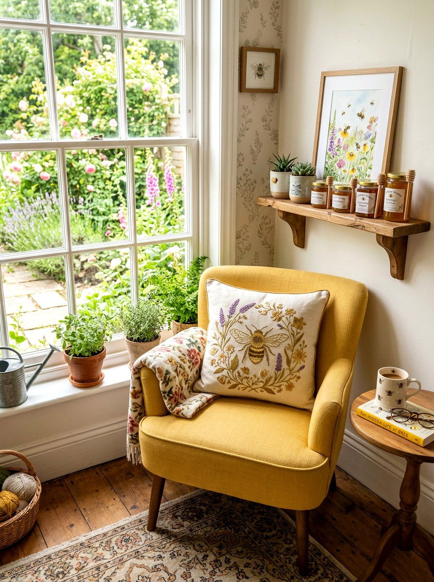 Embroidered Honey Bee Pillow - 25 Spring Patterned Pillow Ideas