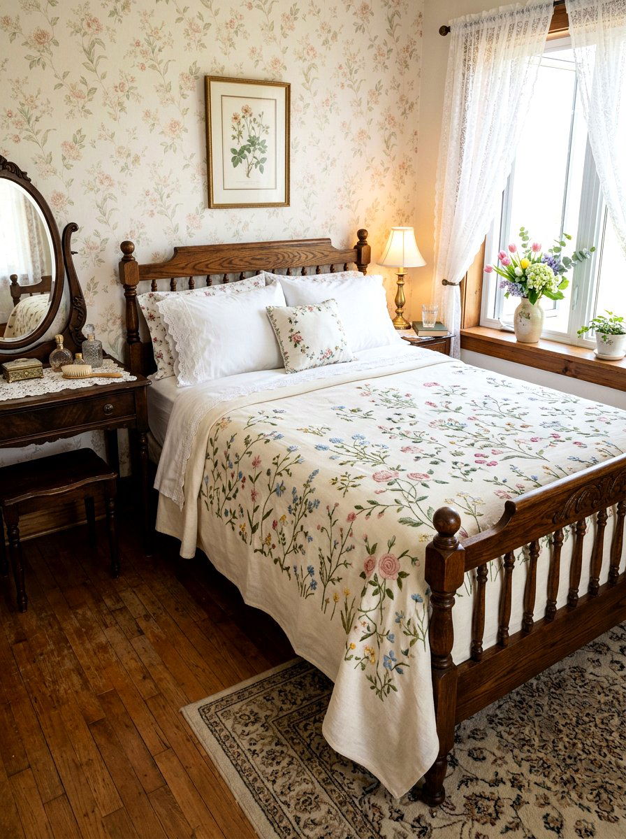 Embroidered Linen Blanket - 25 Spring Linen Throw Ideas