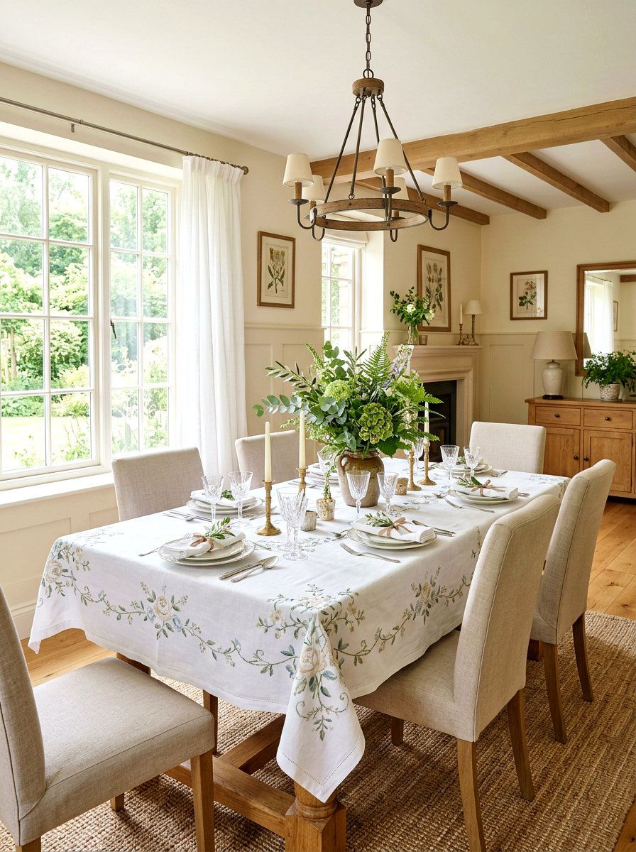 Embroidered Linens - 25 Spring Thrift Store Decor Ideas