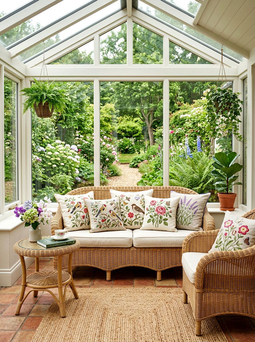 Embroidered Sunroom Furniture - 25 Spring Accent Pillow Ideas