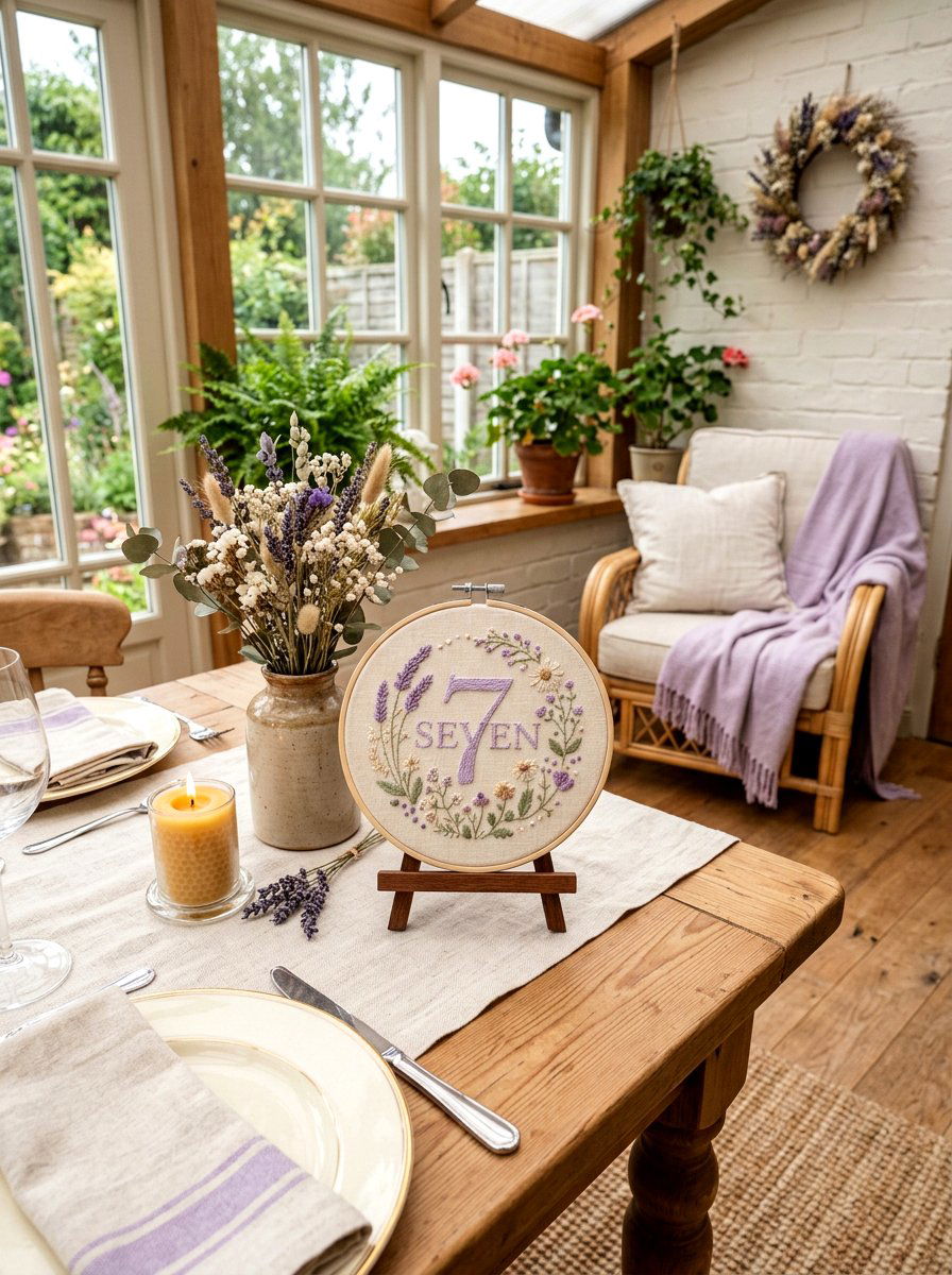 Embroidered Table Number - 25 Spring Table Number Ideas