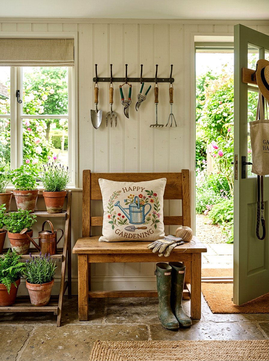 Embroidered Watering Can Pillow - 25 Spring Embroidered Pillow Ideas