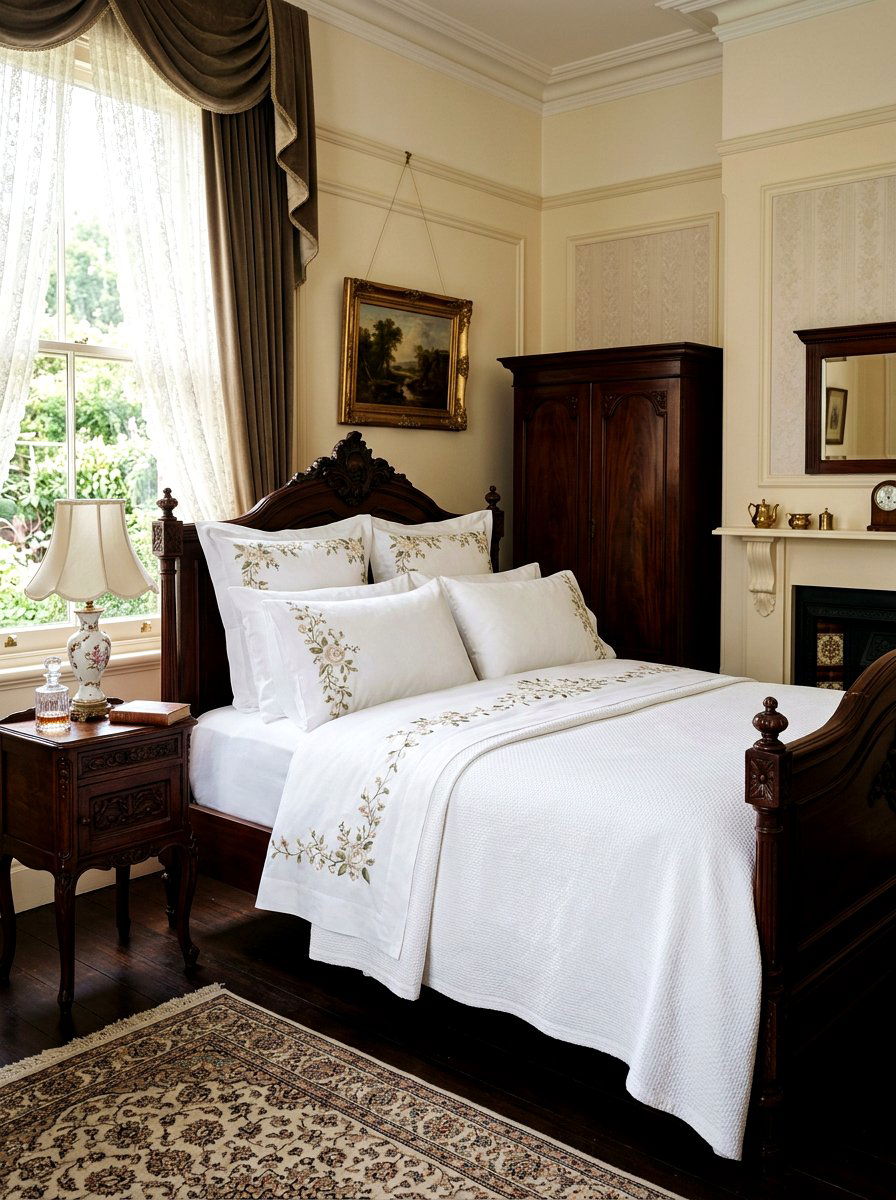 Embroidered linen bedding victorian - 25 Spring Victorian Decor Ideas