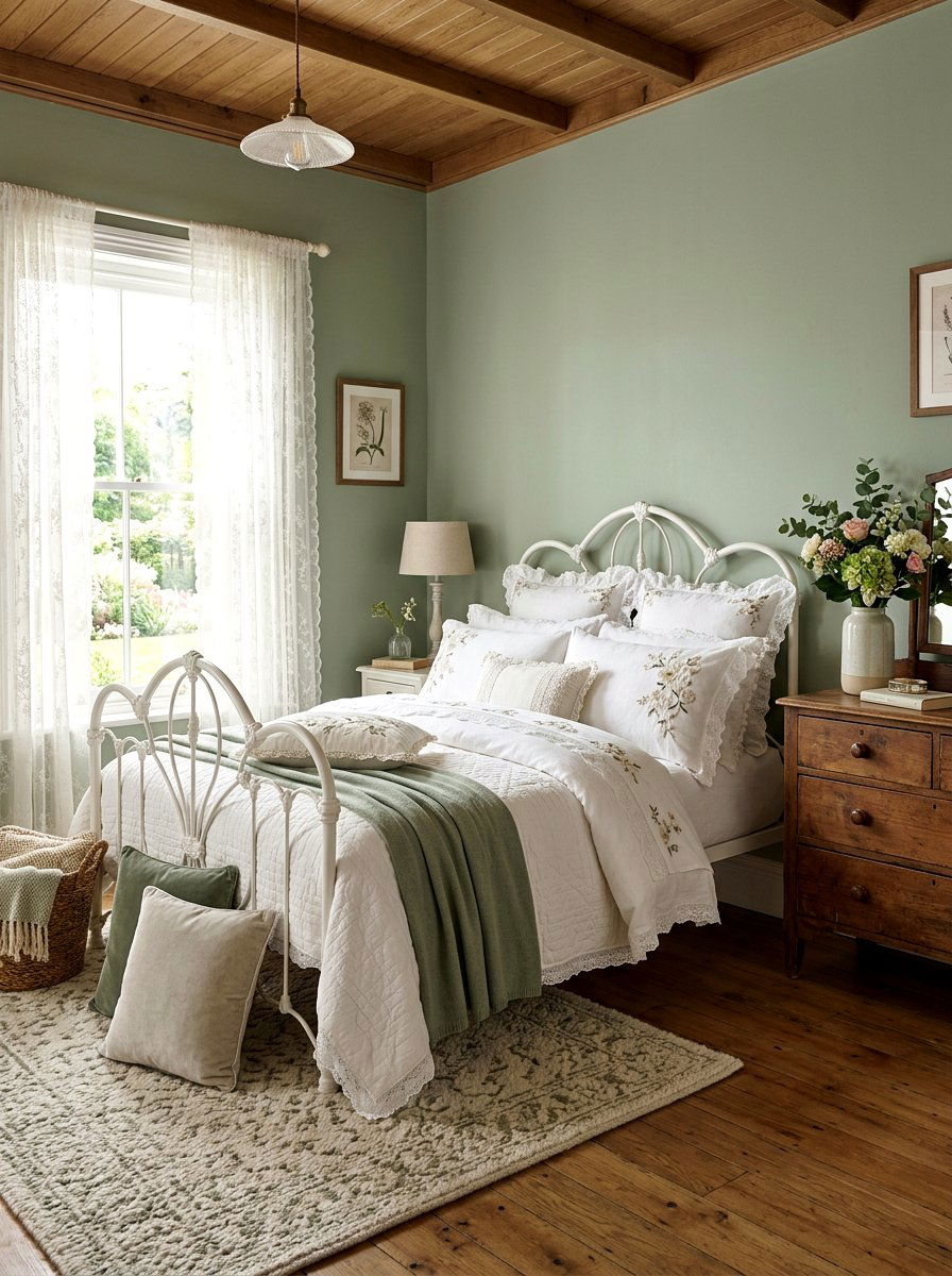 Embroidered linen pillow - 25 Spring Vintage Decor Ideas