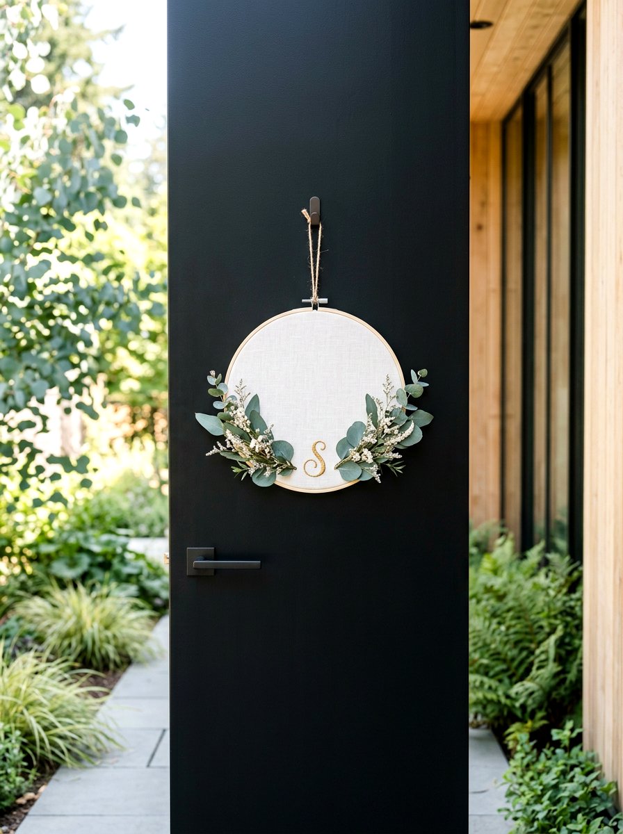 Embroidery Hoop Monogram Wreath - 25 Spring Monogram Wreath Ideas