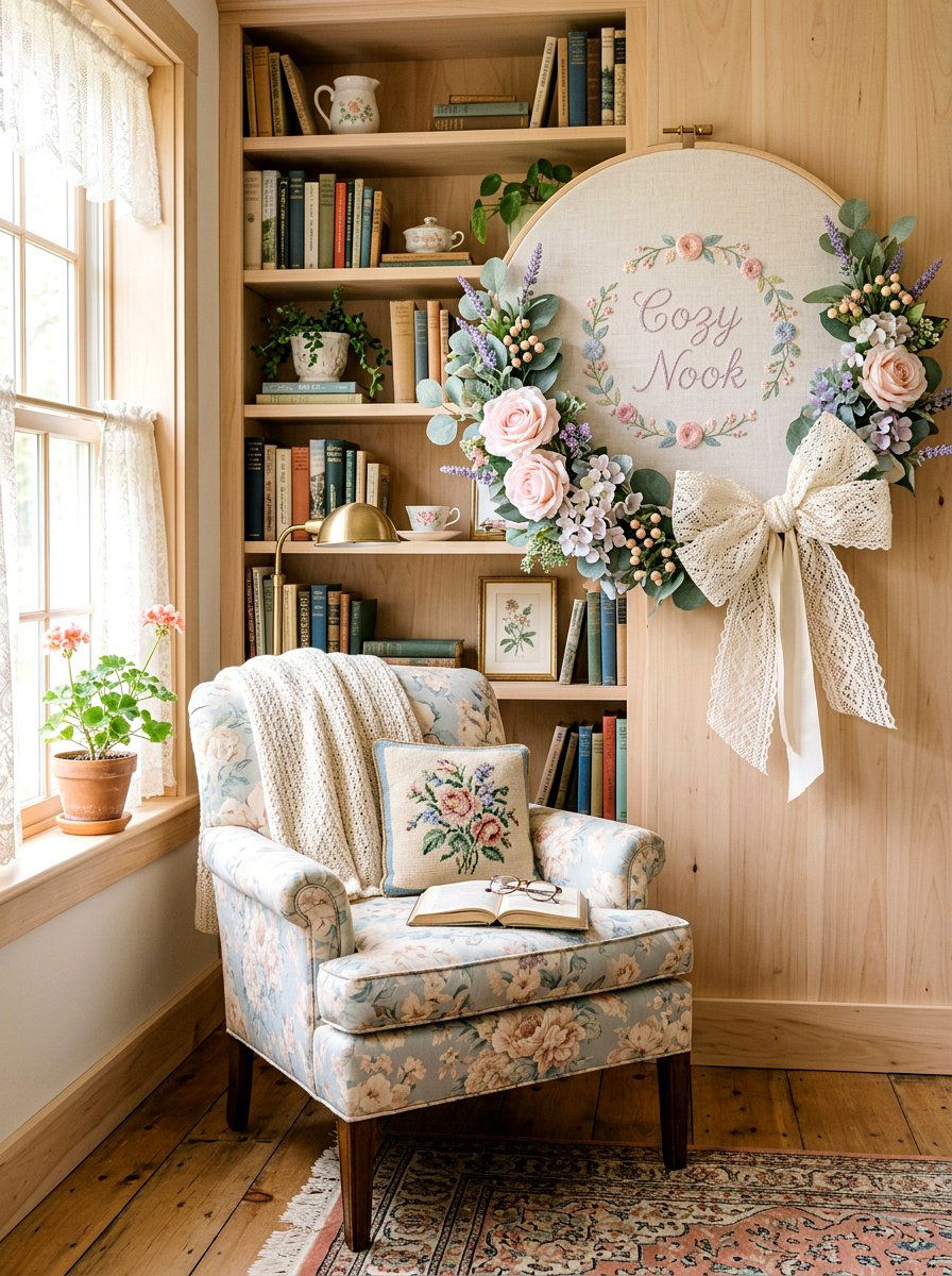 Embroidery Hoop Wreath - 25 Spring Flower Wreath Hoop Ideas