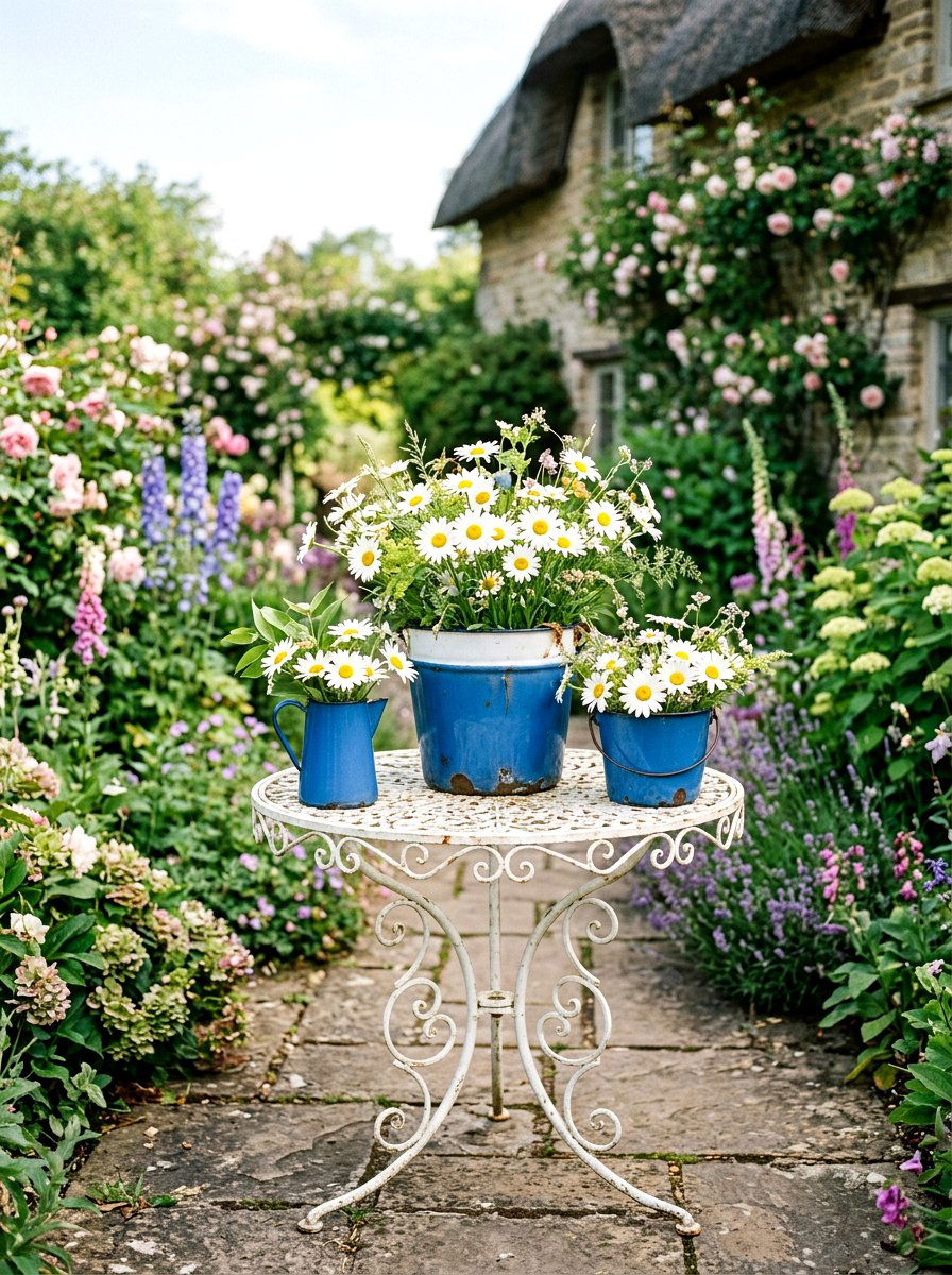 Enameled metal vintage pots - 25 Spring Metal Planter Ideas