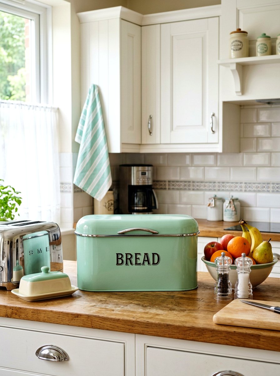 Enamelware bread box - 25 Spring Vintage Decor Ideas