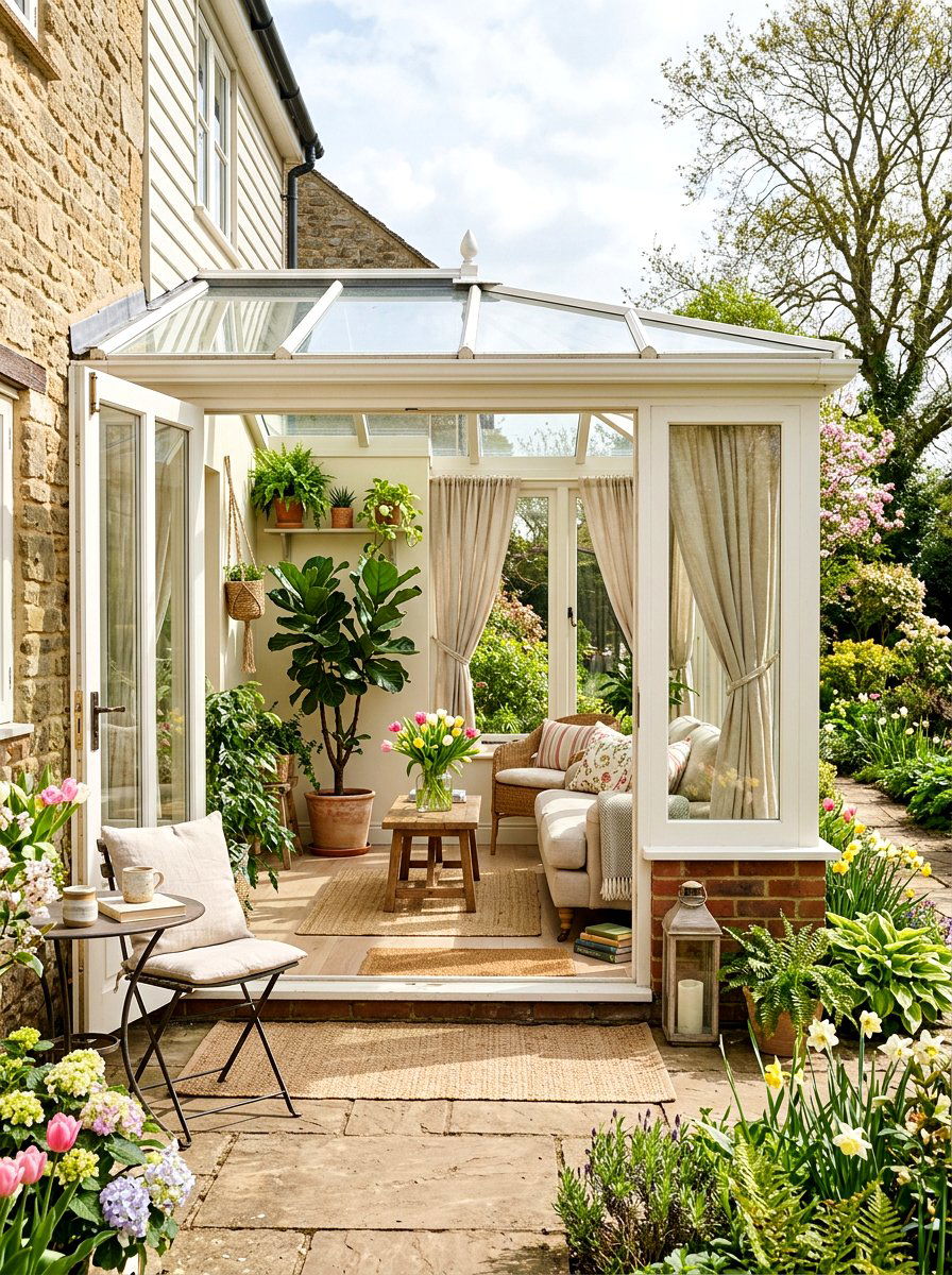 Enclosed Sunroom Spring Decor - 25 Porch Spring Decor Ideas