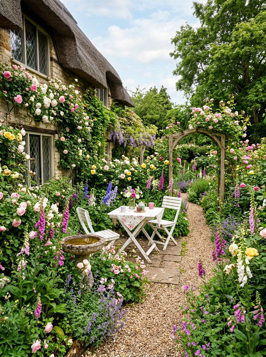 English Cottage Garden - 25 Spring Outdoor Dining Decor Ideas