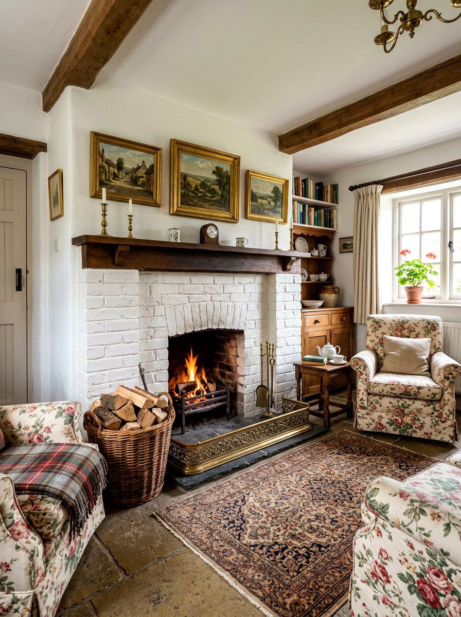 English Cottage Style - 25 Spring White Brick Fireplace Ideas