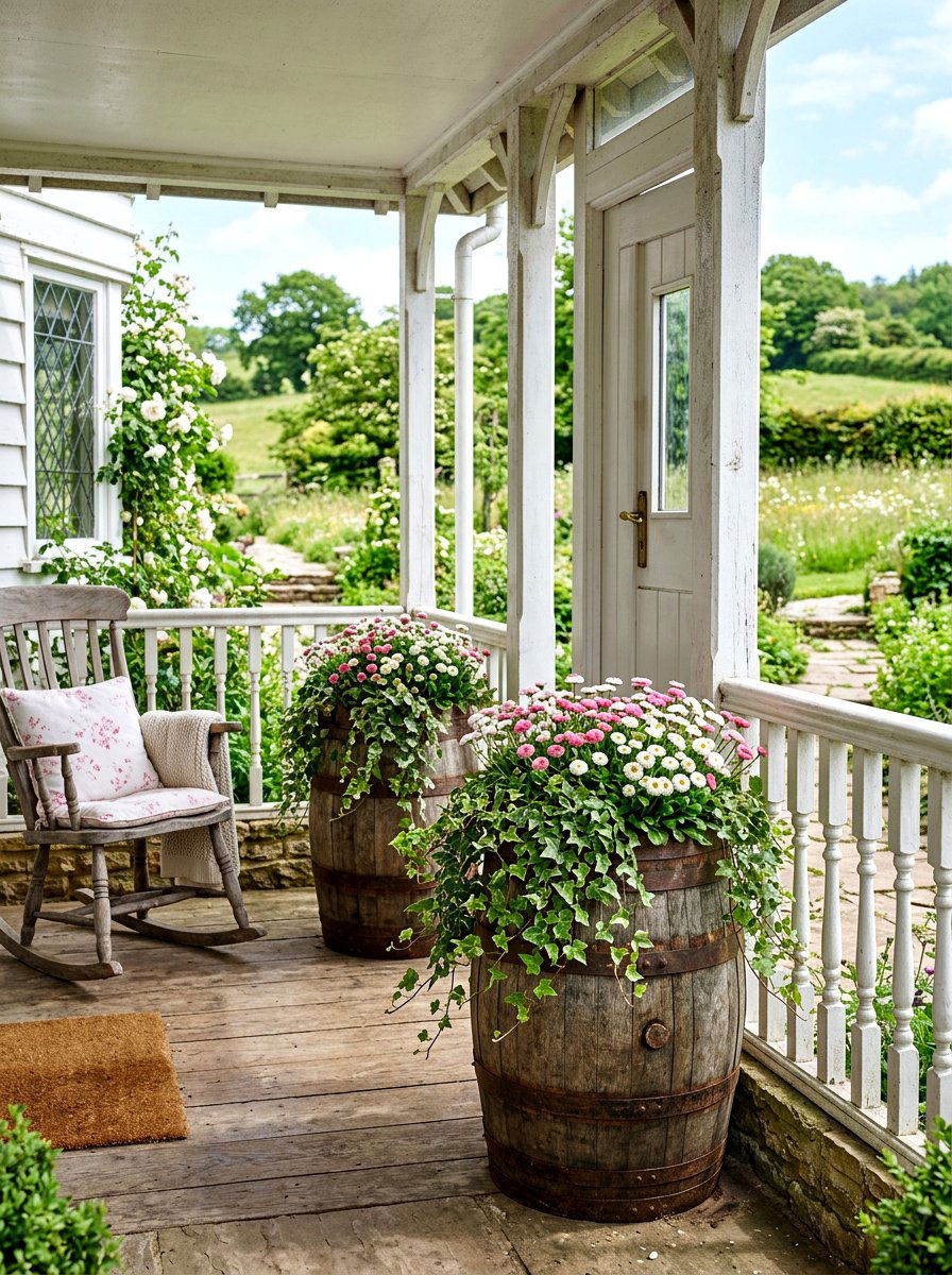 English Daisies and Ivy - 25 Spring Potted Plant Ideas