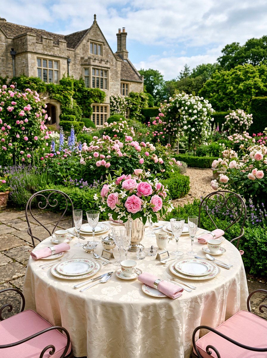 English Rose Garden Table - 25 Spring Garden Table Decor Ideas