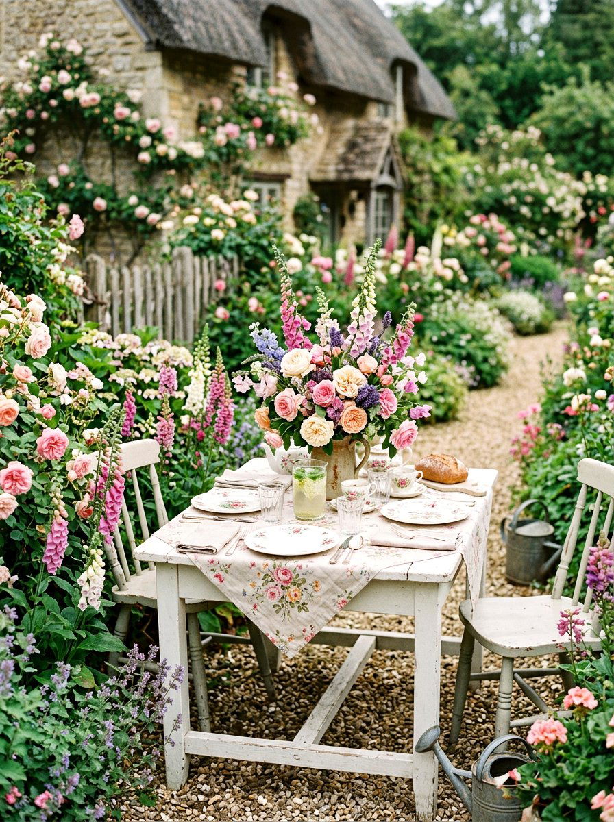 English cottage garden table - 25 Spring Outdoor Dining Table Ideas