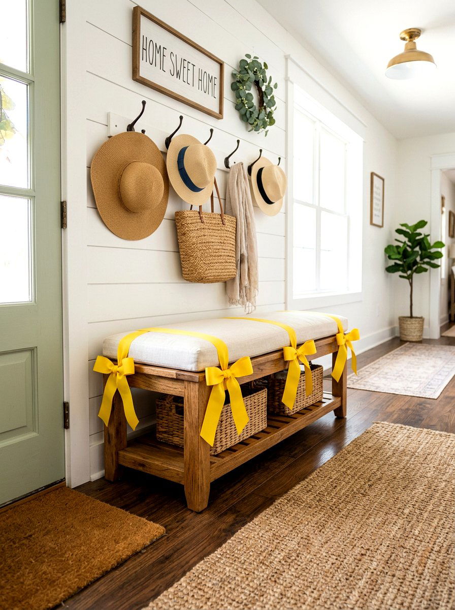 Entryway Bench Ribbon - 25 Spring Ribbon Decor Ideas