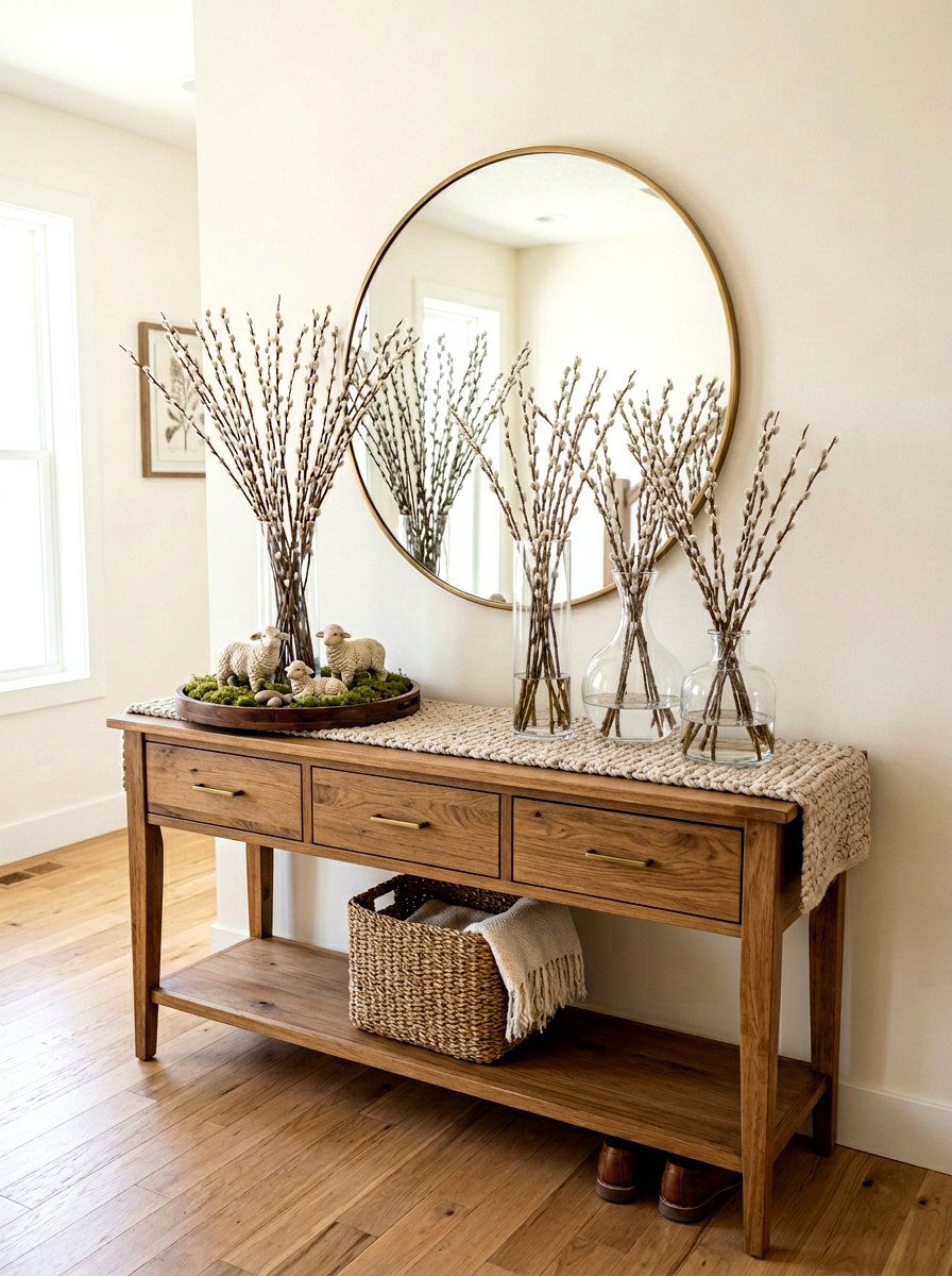 Entryway Console Display - 25 Spring Lamb Decor Ideas