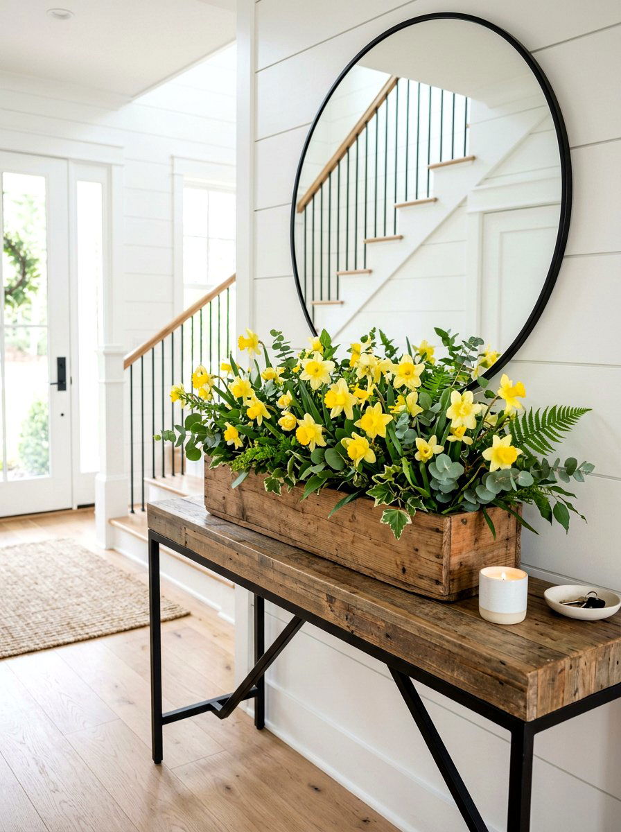 Entryway Console Flower Box - 25 Spring Wooden Box Decor Ideas