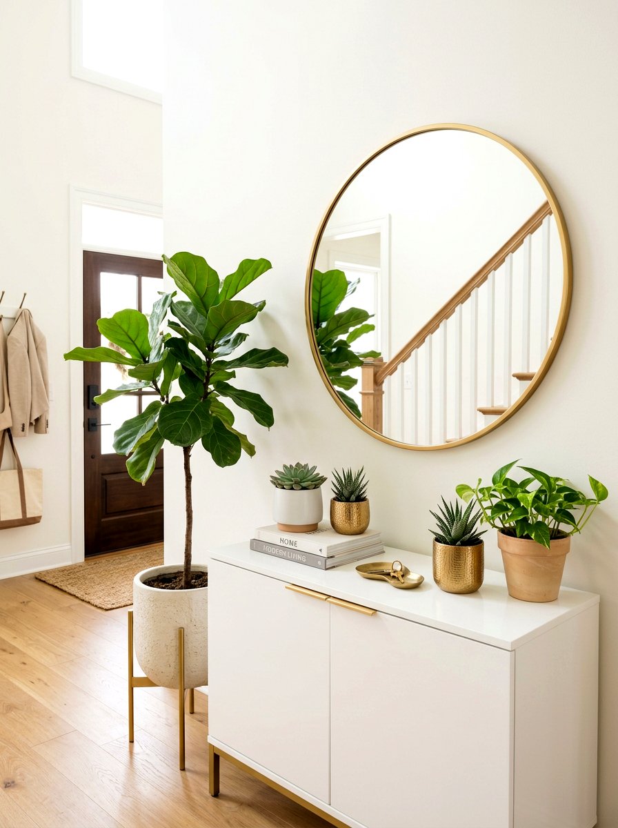 Entryway Console Plant Decor - 25 Spring Plant Shelf Ideas