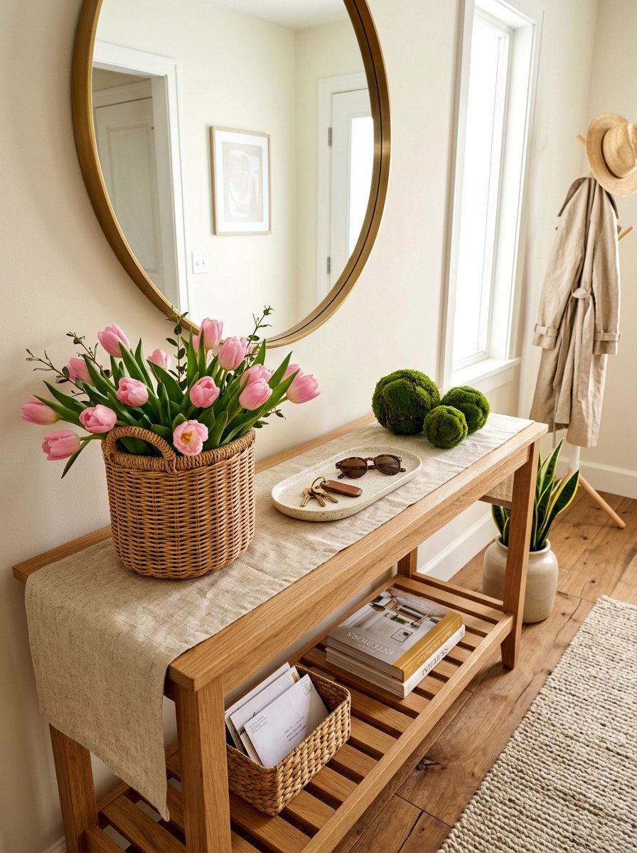 Entryway Console Shelf - 25 Spring Shelf Vignette Ideas