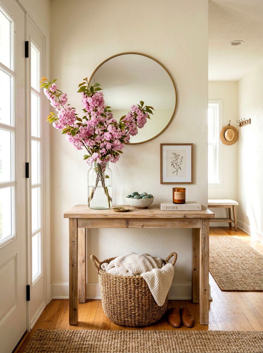 Entryway Console Spring Arrangement - 25 Spring Vignette Ideas
