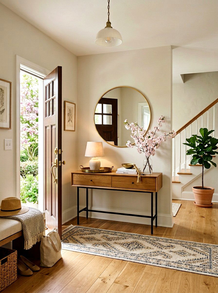 Entryway Console Table - 25 Spring Metal Tray Decor Ideas