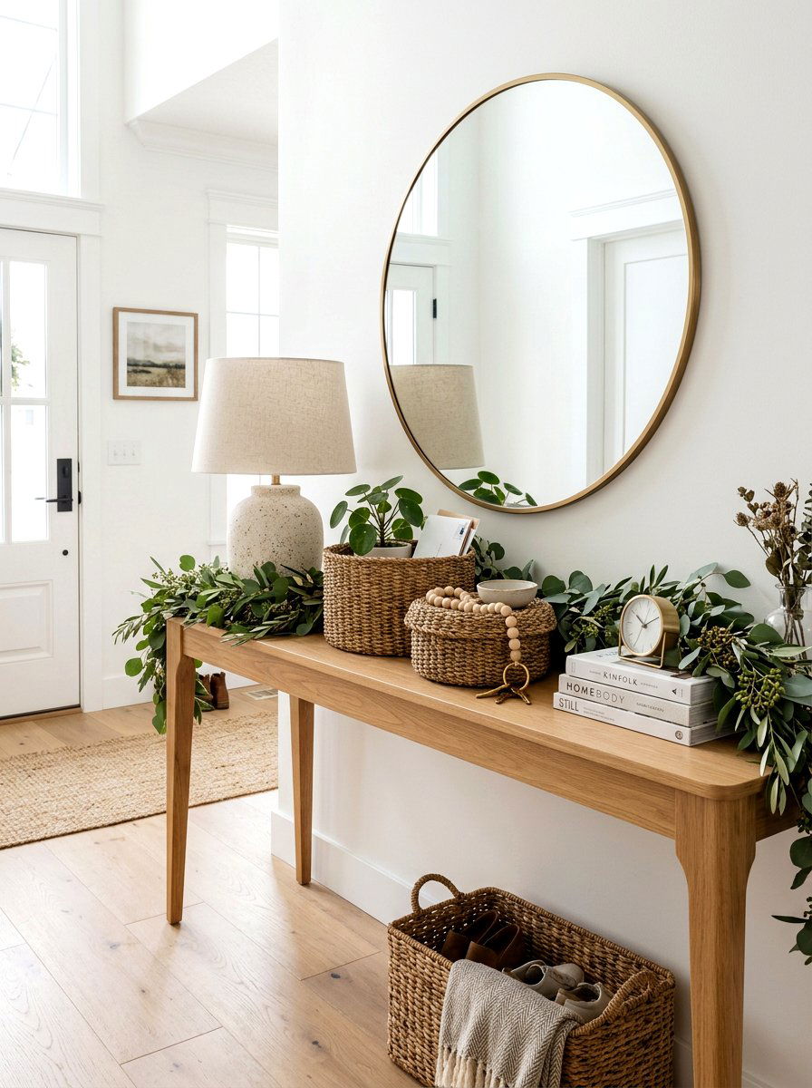 Entryway Console Table Garland - 25 Spring Eucalyptus Garland Ideas