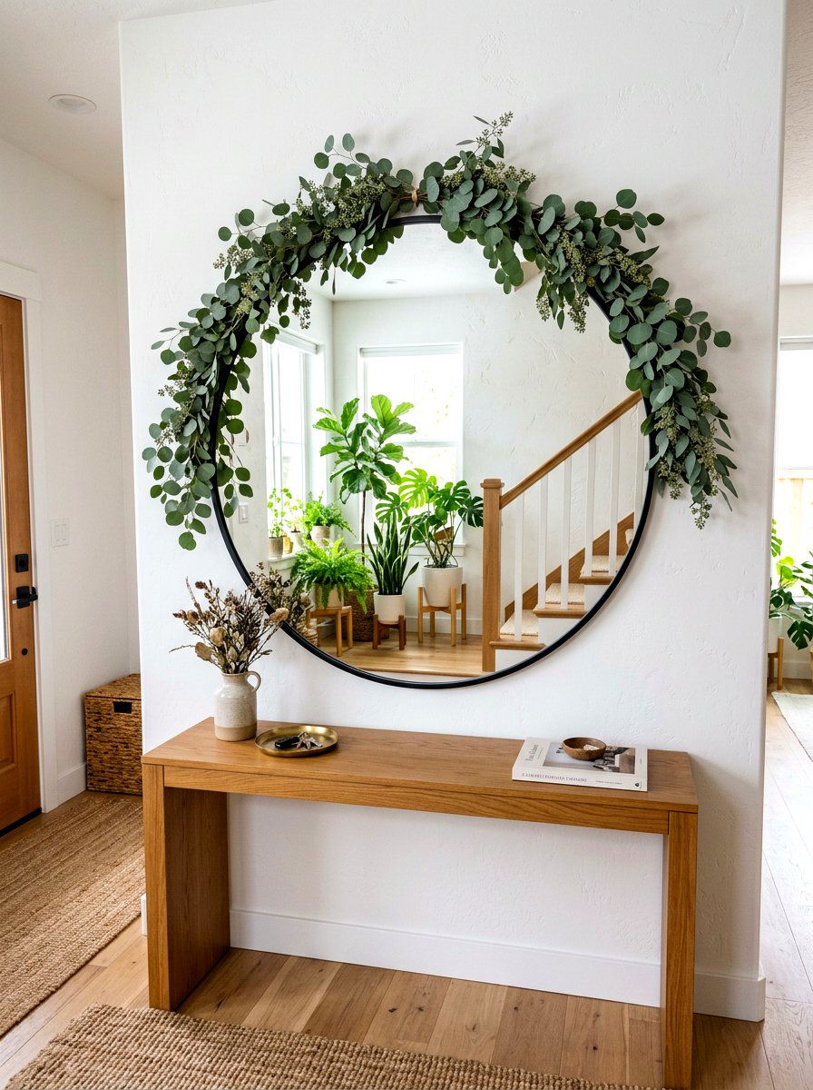 Entryway Mirror With Greenery - 25 Spring Entryway Mirror Ideas