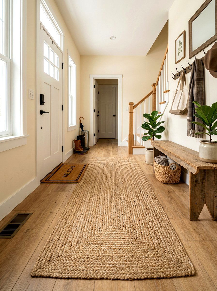 Entryway Space With Durable Jute Rugs - 25 Spring Beach House Decor Ideas