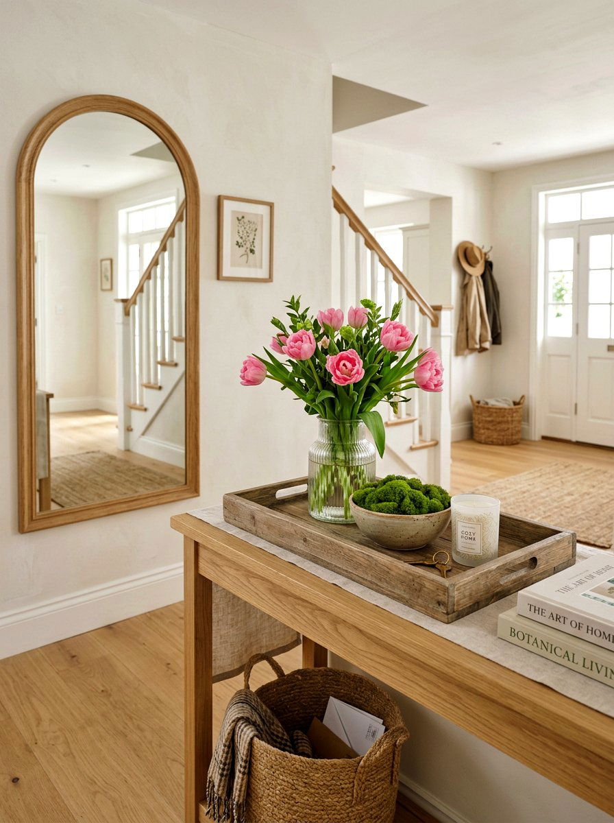 Entryway Wooden Tray Florals - 25 Spring Wooden Tray Decor Ideas